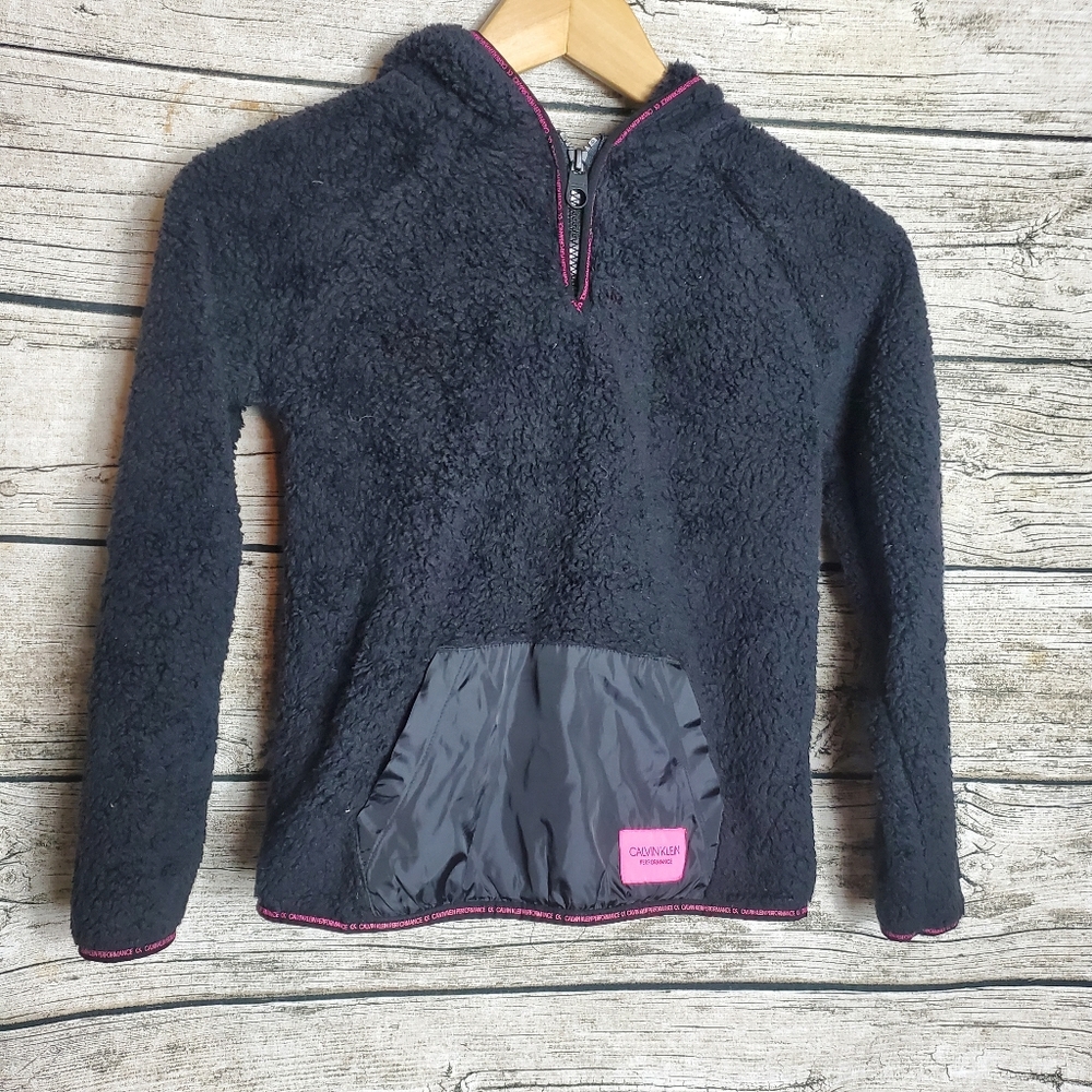 Calvin Klein Performance Girl's Black Zip Up Soft Fleece Jacket Sz. M 10/12.Pi